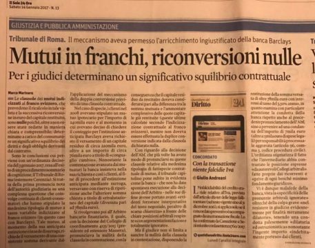 Mutui in franchi, riconversioni nulle